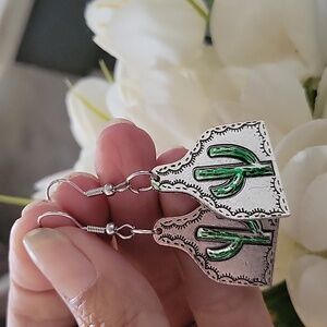 Western cactus dangly earrings
